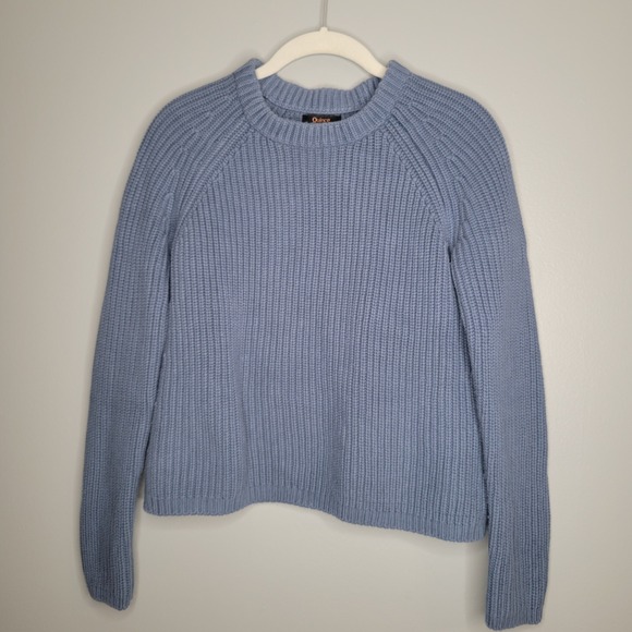Quince Sweater Women Sz XS Blue Cable Organic Cotton Fisherman Crew Sustainable - Picture 2 of 10